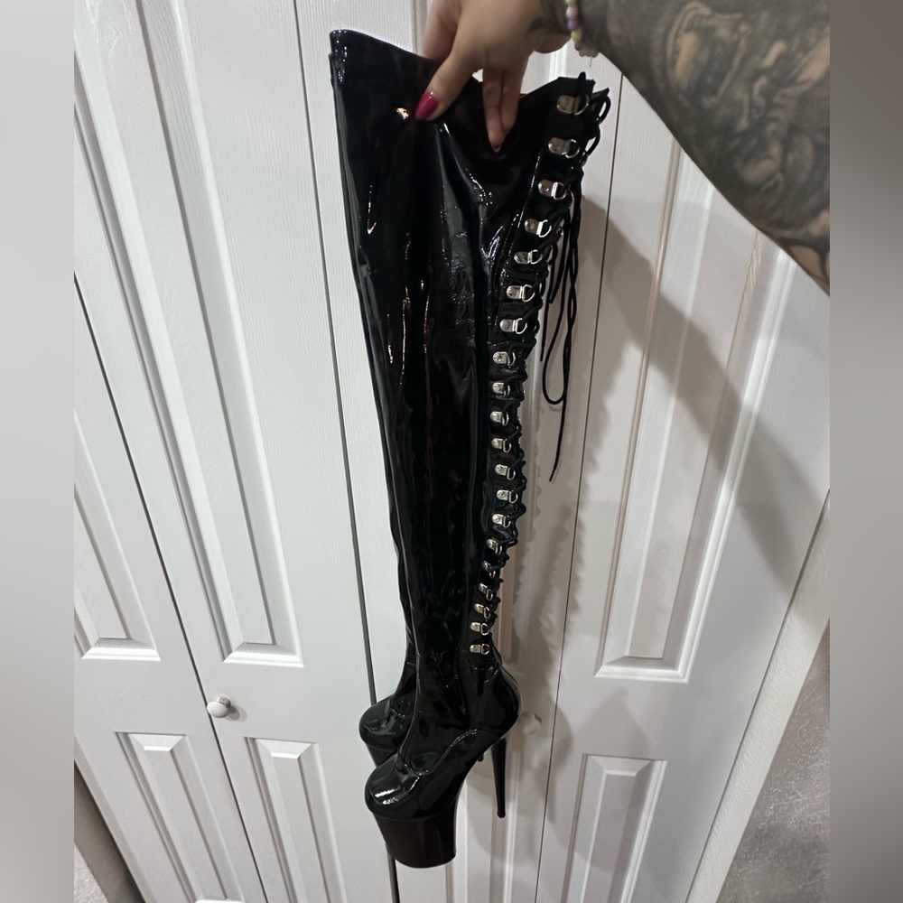 Black Pleaser Over the Knee Dancer Boots